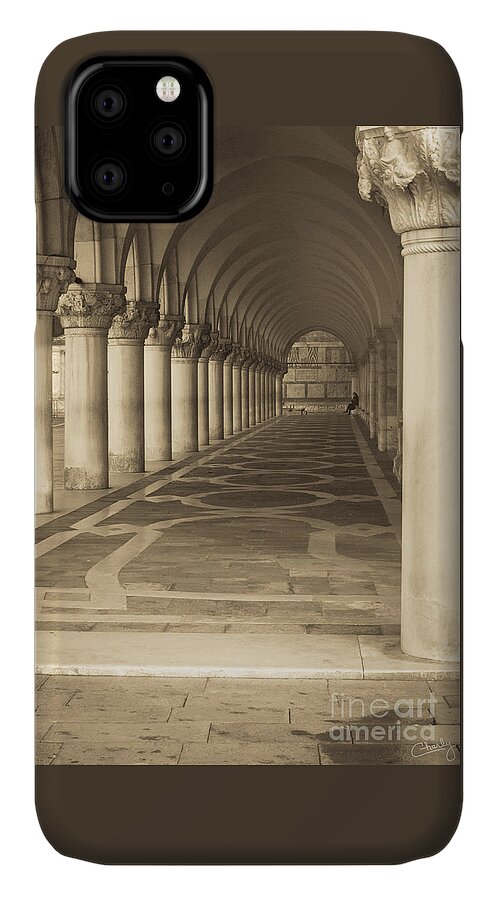 Italy iPhone 11 Case featuring the photograph Solitude under Palace Arches by Prints of Italy