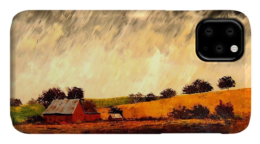 Landscape iPhone 11 Case featuring the painting Somewhere Else by William Renzulli