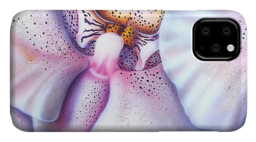 Spotted Orchid iPhone 11 Case featuring the painting Spotted Orchid by Darren Robinson