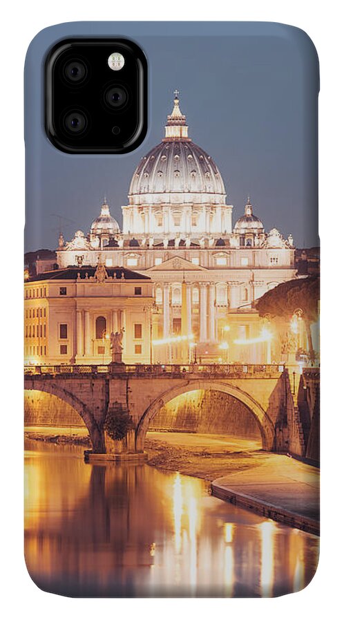 Vatican iPhone 11 Case featuring the photograph St. Peter's basilica at night by Matteo Colombo