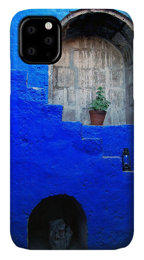 Monastery iPhone 11 Case featuring the photograph Staircase in blue courtyard by RicardMN Photography
