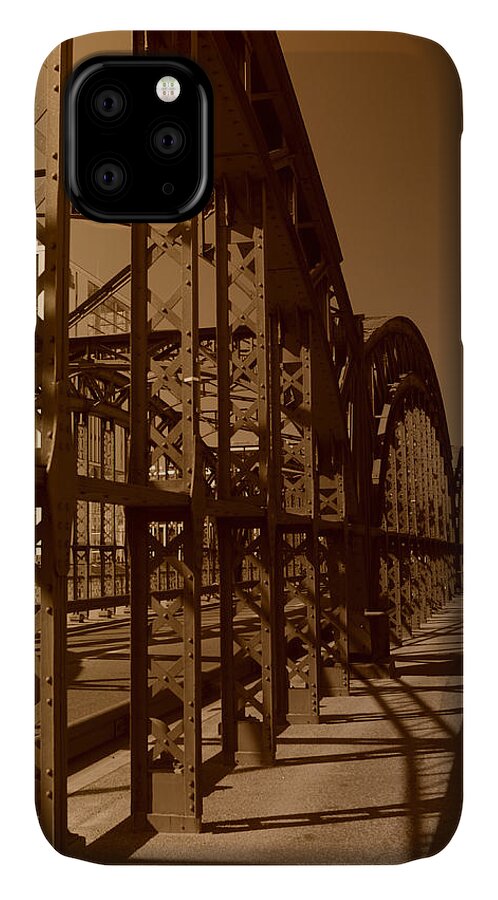 Steel Bridge iPhone 11 Case featuring the photograph Steel Shadows by Miguel Winterpacht