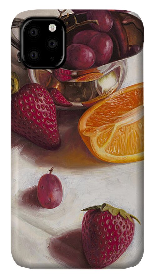 Still Life iPhone 11 Case featuring the painting Still LIfe Reflections by Ron Crabb