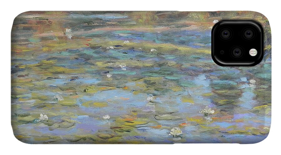 Impressionist iPhone 11 Case featuring the painting Summer at the Pond by Michael Camp