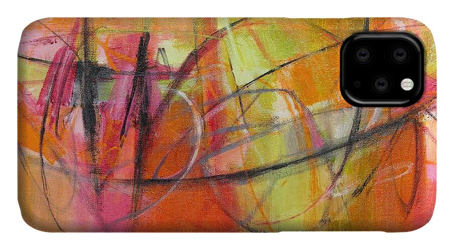 Abstract iPhone 11 Case featuring the painting Summer Sangria by Tracy Male