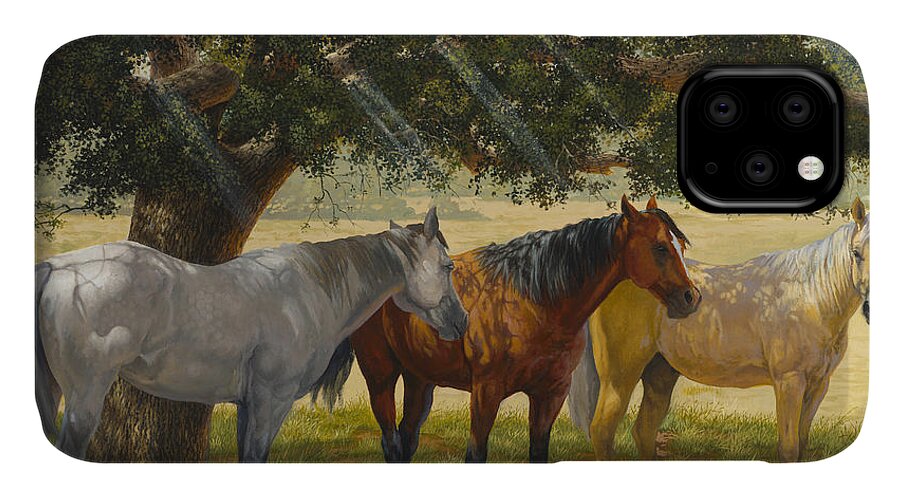 Horse Art iPhone 11 Case featuring the painting Summer Shade by Howard DUBOIS