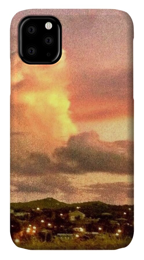 Sharkcrossing iPhone 11 Case featuring the digital art V Sunrise Over Strawberry Estate - Vertical by Lyn Voytershark