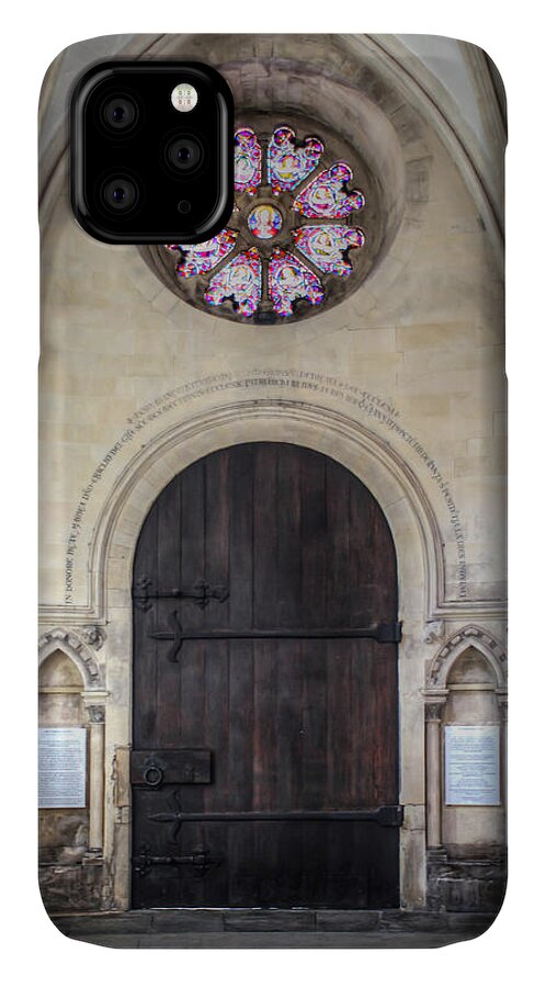Temple iPhone 11 Case featuring the photograph Temple Church Doorway by Ross Henton