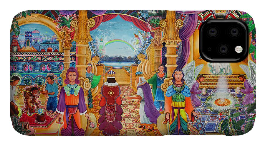 Pablo Amaringo iPhone 11 Case featuring the painting Templo Sacrosanto by Pablo Amaringo