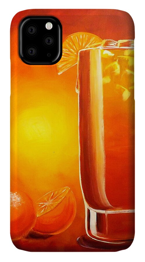 Tequila Sunrise iPhone 11 Case featuring the painting Tequila Sunrise by Darren Robinson