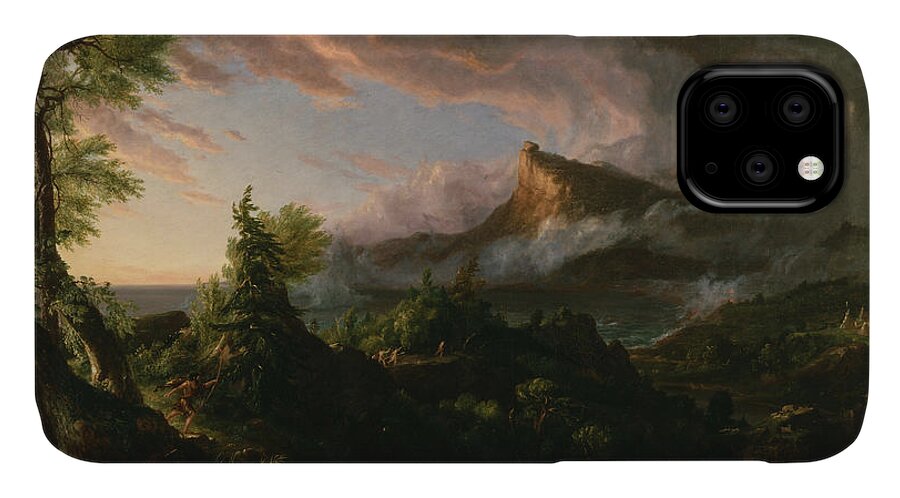 Hudson River School iPhone 11 Case featuring the painting The Course of Empire The Savage State by Thomas Cole