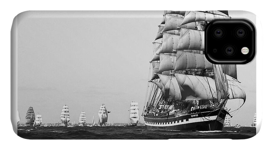 Tall Ship iPhone 11 Case featuring the photograph The Kruzenshtern departing the port of Cadiz by Pablo Avanzini