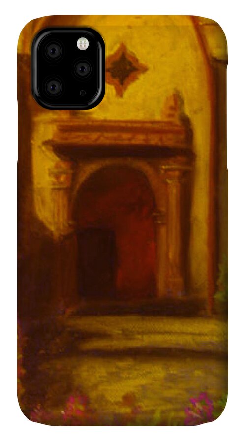 Pastel iPhone 11 Case featuring the pastel The Mission by Barbara J Blaisdell