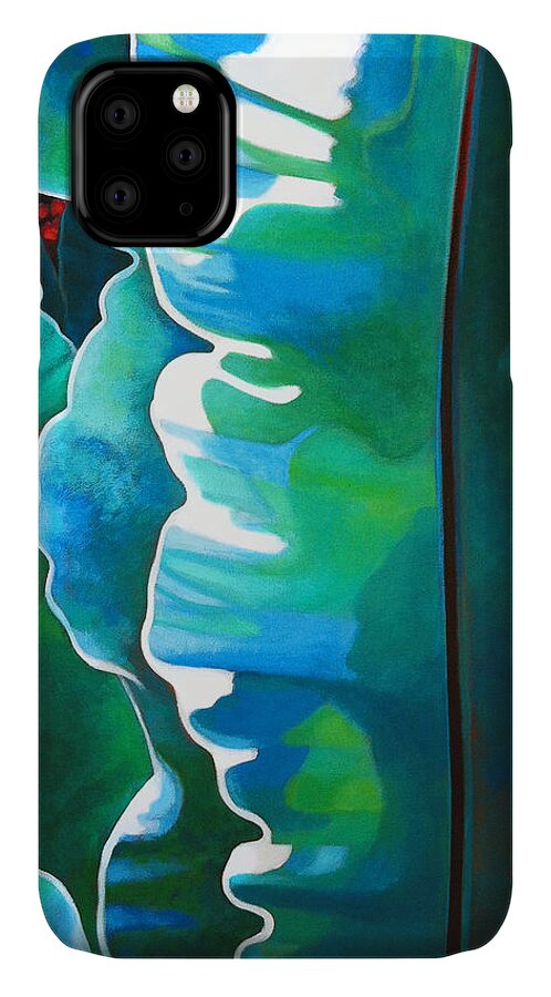 Birds Nest Fern iPhone 11 Case featuring the painting The Rebel by Angela Treat Lyon