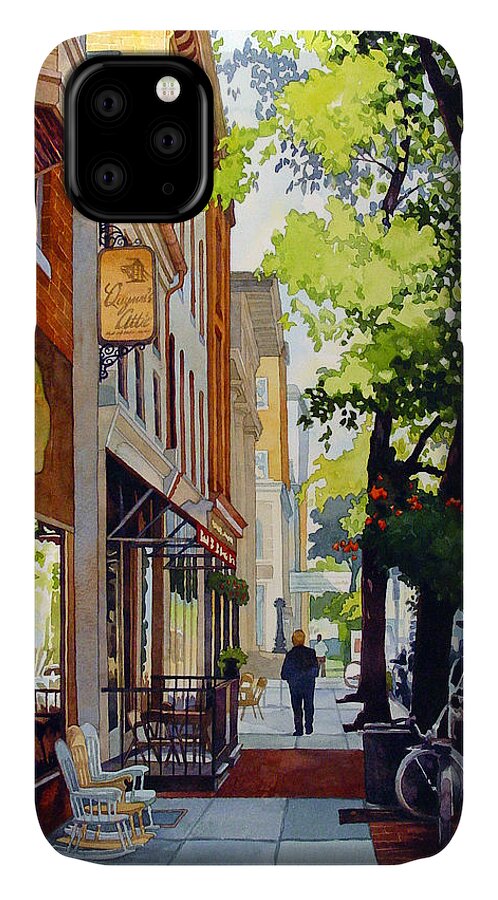 Landscape iPhone 11 Case featuring the painting The Rocking Chairs by Mick Williams