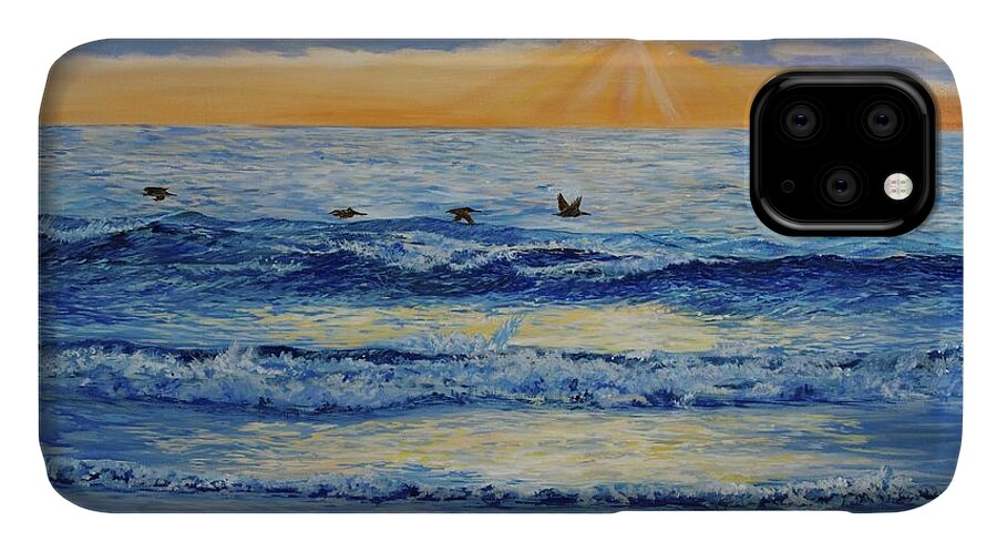 Scoop iPhone 11 Case featuring the painting The Squadron by AnnaJo Vahle