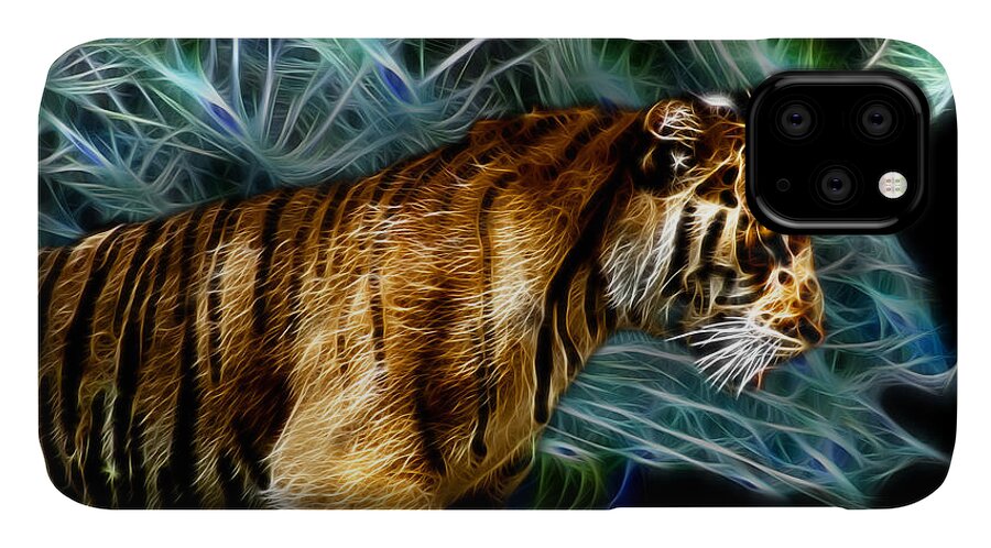 Tiger iPhone 11 Case featuring the digital art Tiger 3921 - F by James Ahn