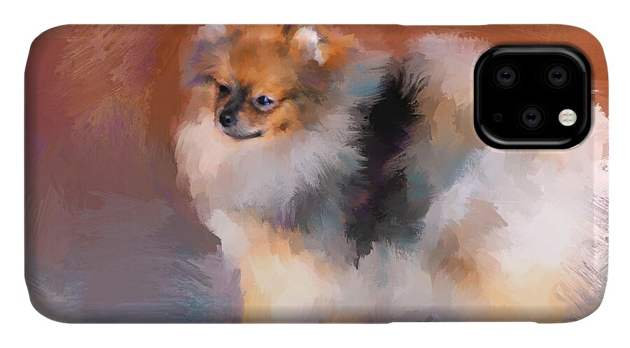 Animal iPhone 11 Case featuring the painting Tiny Pomeranian by Jai Johnson