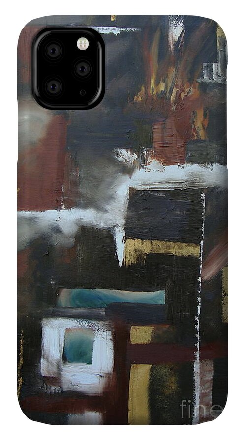Abstact iPhone 11 Case featuring the painting TMI by Stuart Engel