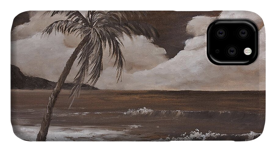 Hawaiian Island iPhone 11 Case featuring the painting Tropics In Brown by Darice Machel McGuire