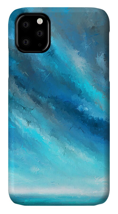 Turquoise iPhone 11 Case featuring the painting Turquoise Memories - Turquoise Abstract Art by Lourry Legarde