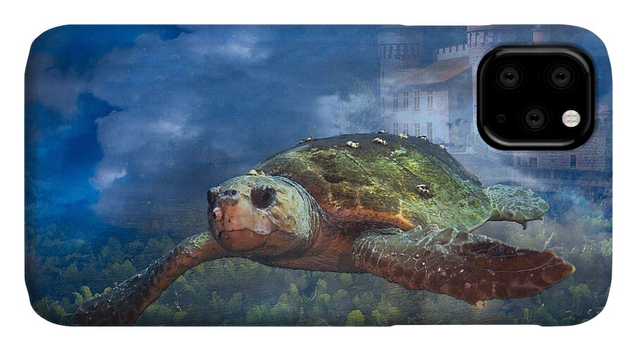 Clouds iPhone 11 Case featuring the photograph Turtle in Atlantis by Sandra Edwards