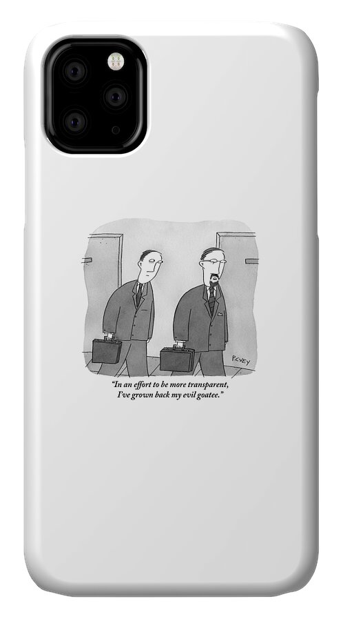Two Men In Suits Walk Together.  One Has A Full iPhone 11 Case