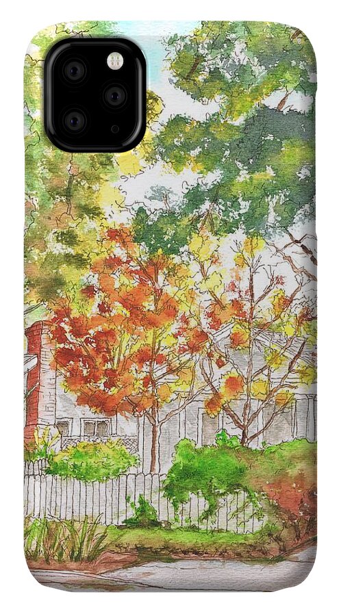 Nature iPhone 11 Case featuring the painting Two yellow trees in West Hollywood - California by Carlos G Groppa