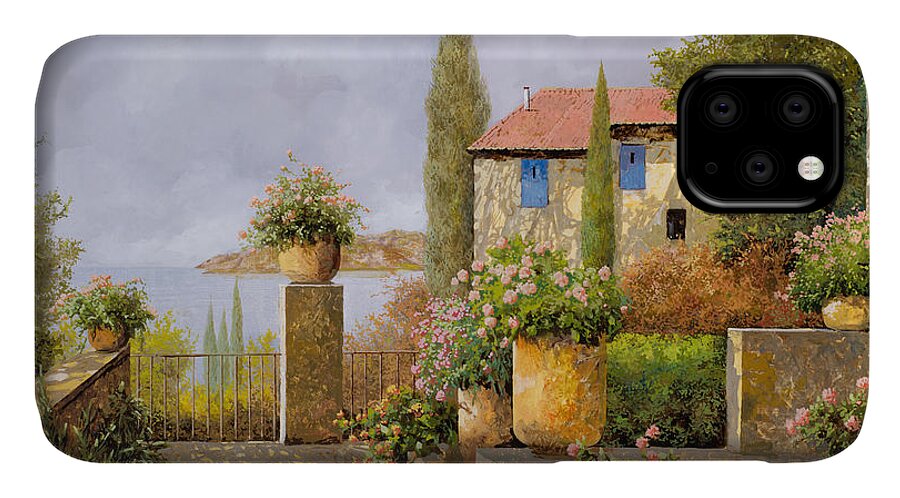 Terrace iPhone 11 Case featuring the painting Uno Sguardo Sul Mare by Guido Borelli