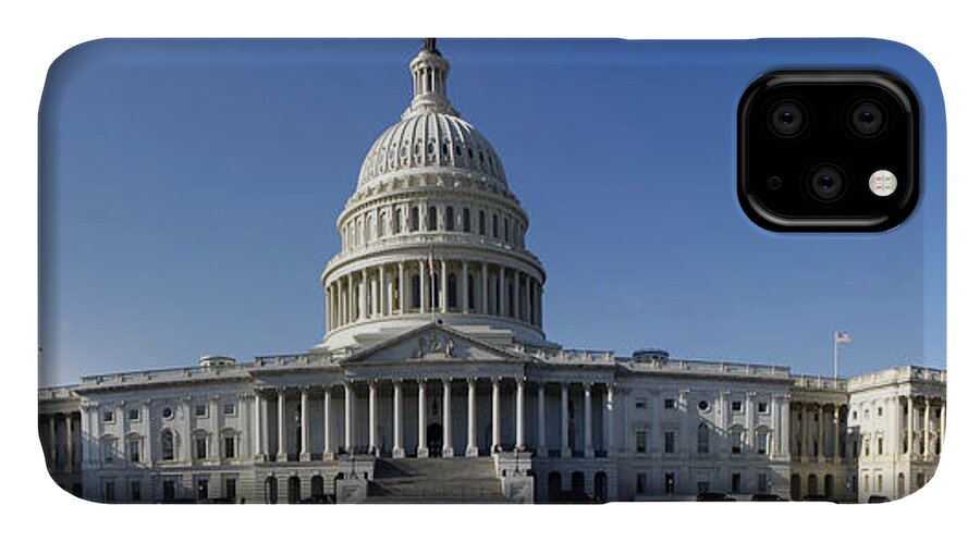 Kg iPhone 11 Case featuring the photograph US Capitol Panorama by KG Thienemann