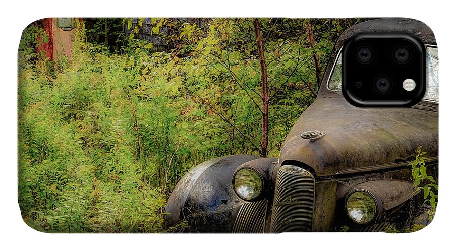 Cars iPhone 11 Case featuring the photograph Vintage Abandoned LaSalle by Brenda Giasson