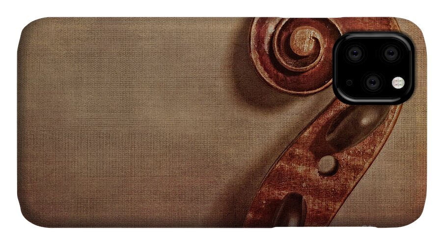 Violin iPhone 11 Case featuring the photograph Violin Scroll by Kadwell Enz