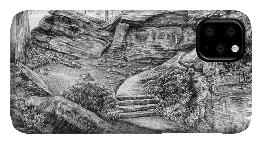 Cuyahoga Valley iPhone 11 Case featuring the drawing Virginia Kendall Ledges - Cuyahoga Valley National Park by Kelli Swan