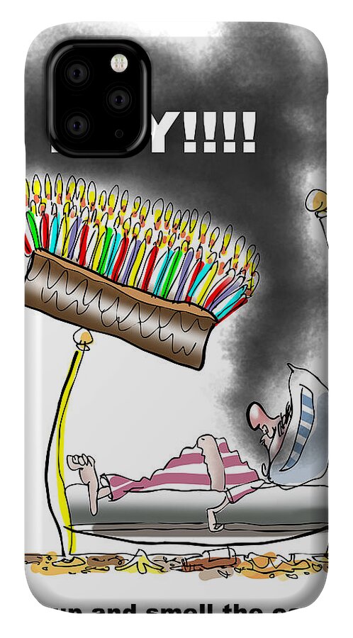 Birthday iPhone 11 Case featuring the digital art Smell The Candles by Mark Armstrong