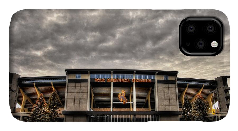 Wyoming iPhone 11 Case featuring the photograph War Memorial Stadium by Anthony Wilkening