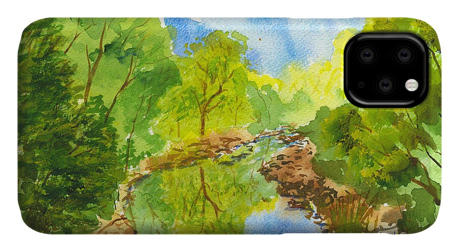 Weber River iPhone 11 Case featuring the painting Weber River Reflection by Walt Brodis