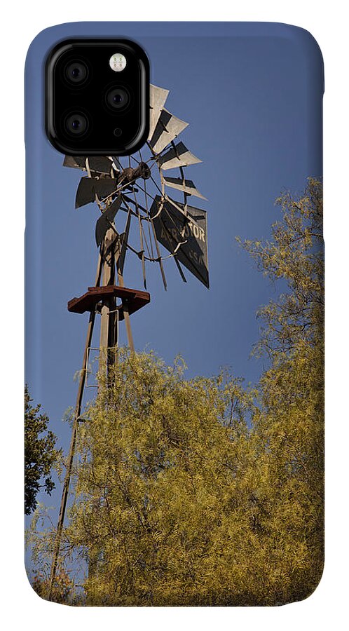 Aer Motor Windmill Photographs iPhone 11 Case featuring the photograph Windmill by David Millenheft
