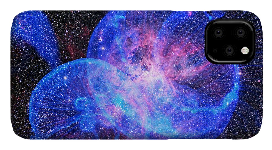 Jenny Rainbow Fine Art Photography iPhone 11 Case featuring the photograph X-Factor in Universe. Strangers in the Night by Jenny Rainbow
