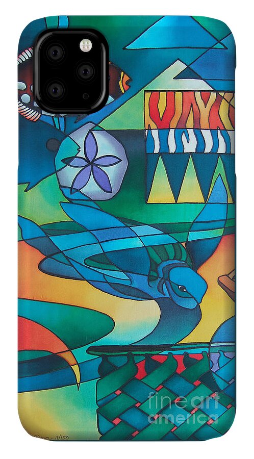 Fiji Islands iPhone 11 Case featuring the painting Yau Ni Viti V by Maria Rova