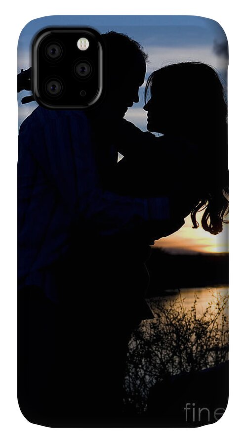 Romance iPhone 11 Case featuring the photograph Silhouette of Romantic Couple #1 by Cindy Singleton