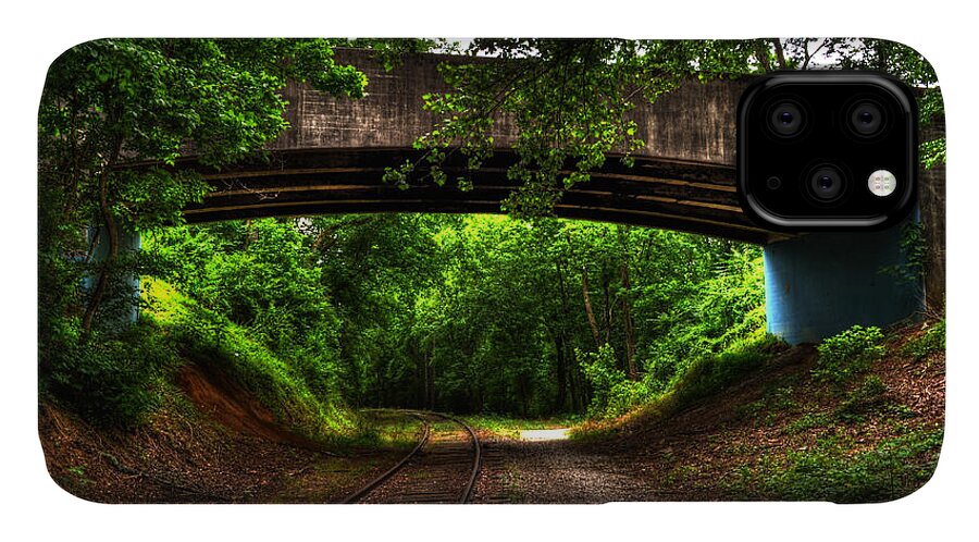 Murphy North Carolina iPhone 11 Case featuring the photograph A Walk Along The Tracks by Greg and Chrystal Mimbs