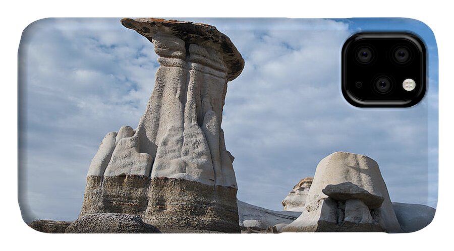 Hoodoos iPhone 11 Case featuring the photograph Capped Hoodoo And Clouds by David Kleinsasser