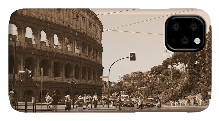 Colosseum iPhone 11 Case featuring the photograph Colosseum in Sepia by Laurel Best