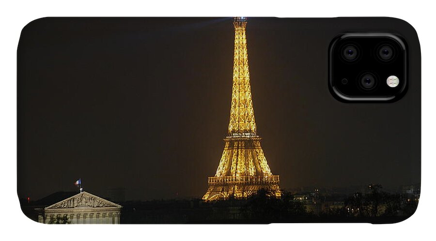 Eiffel Tower iPhone 11 Case featuring the photograph Eiffel Tower at Night by Jennifer Ancker