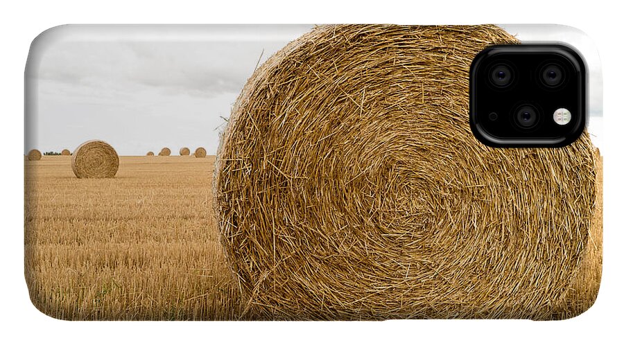 Pei Prince Edward Island Canada Beach Rural Vacation Hay Farm Bale Straw Agriculture iPhone 11 Case featuring the photograph Hay Bales by Edward Fielding