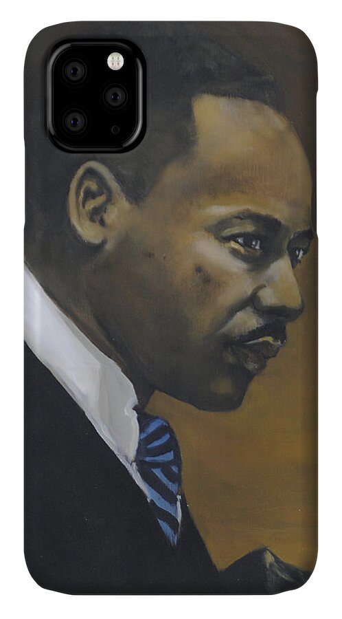 Martin Luther King iPhone 11 Case featuring the painting Martin Luther King Jr - From The Mountaintop by Dwayne Glapion