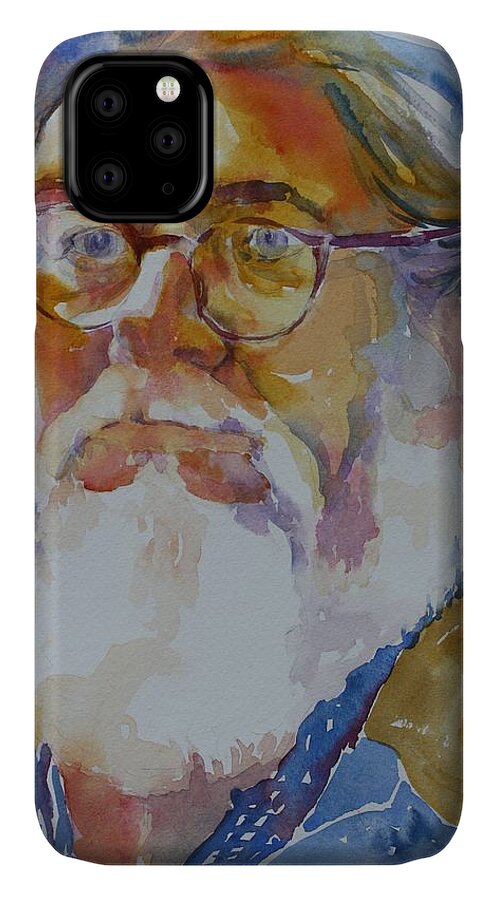 Watercolor iPhone 11 Case featuring the painting Roger by Tara Moorman