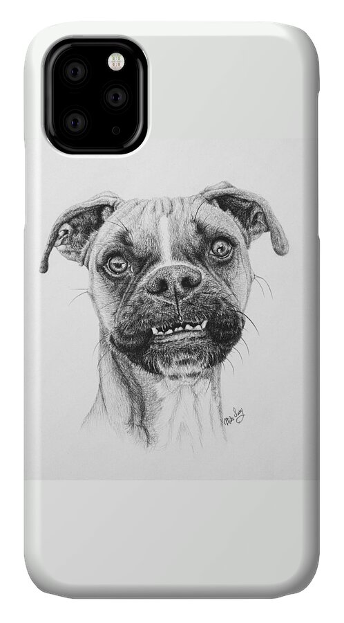 Dog iPhone 11 Case featuring the drawing Scout by Mike Ivey