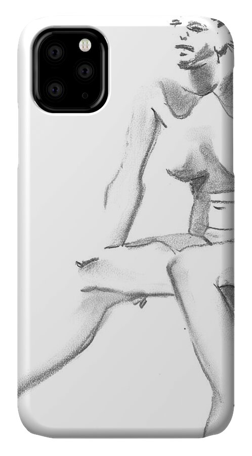 Sitting iPhone 11 Case featuring the drawing Sitting by Marica Ohlsson