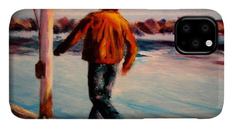 Man iPhone 11 Case featuring the painting Stride by Jason Reinhardt